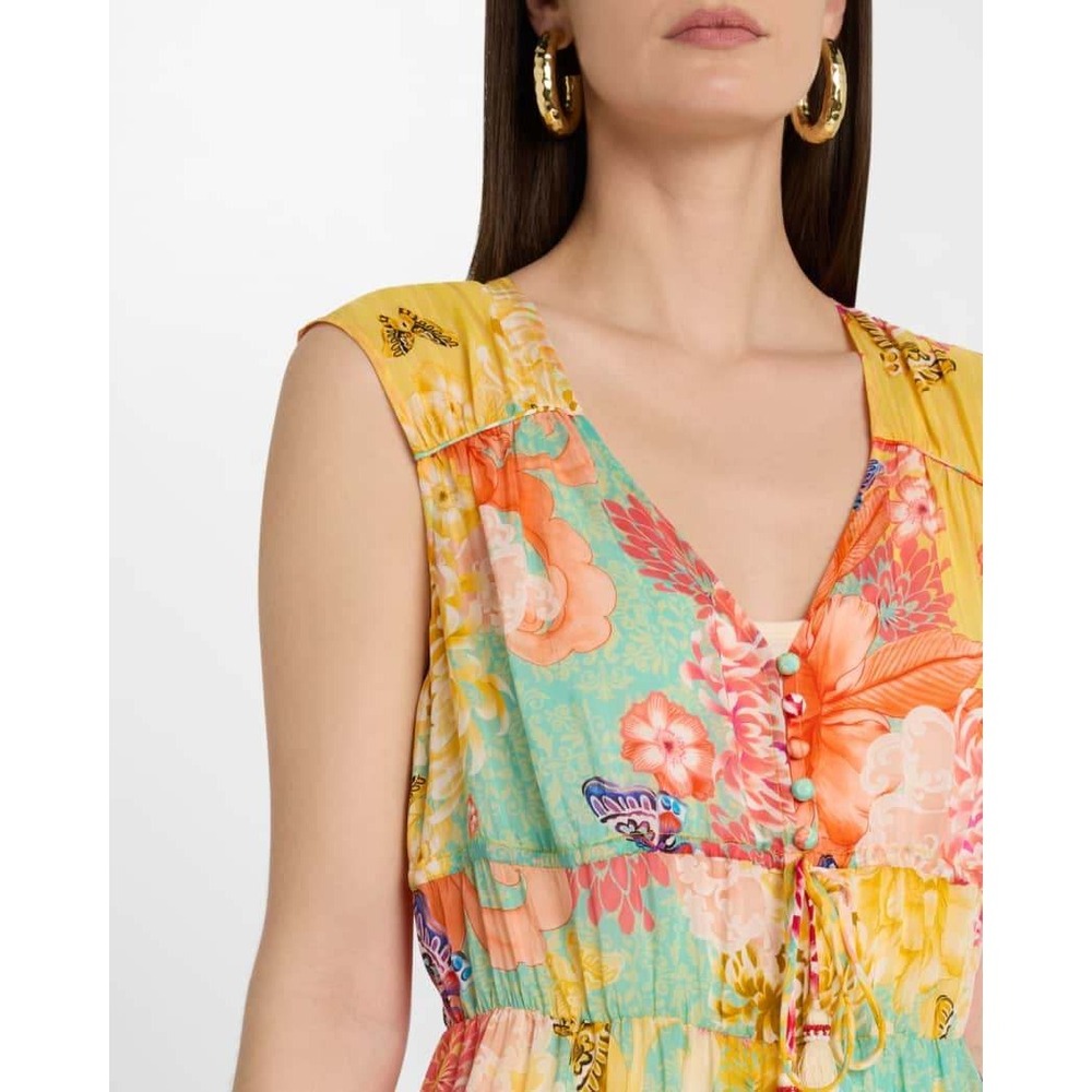 Johnny Was Maje Sleeveless Tiered Floral-Print Maxi Dress Small NEW Butterfly - Picture 11 of 12